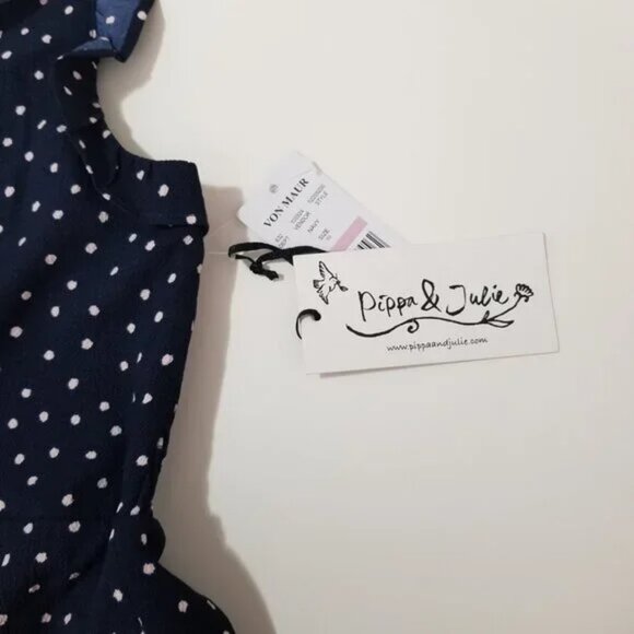 NWT Pippa & Julie Navy Polka dot romper size 10 (F16) - Picture 7 of 11